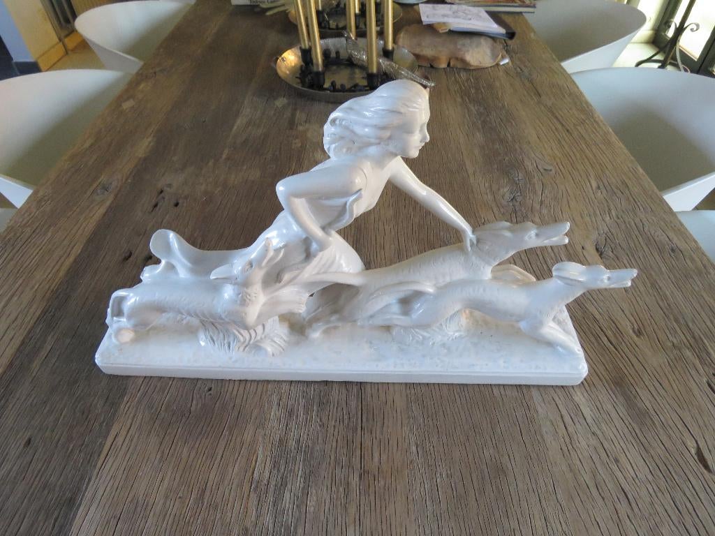 Statue Art Déco lévriers Toscana 167, Antiquités & Art, Enlèvement ou Envoi, Art deco, Statue