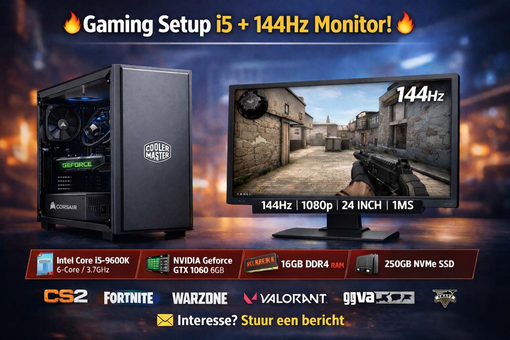 Gaming PC + 144hz Scherm, Zo goed als nieuw, Gaming, SSD, Ophalen