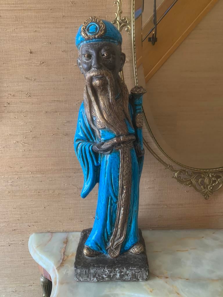 Turquoise beeld “Chinese man”, Ophalen, Zo goed als nieuw