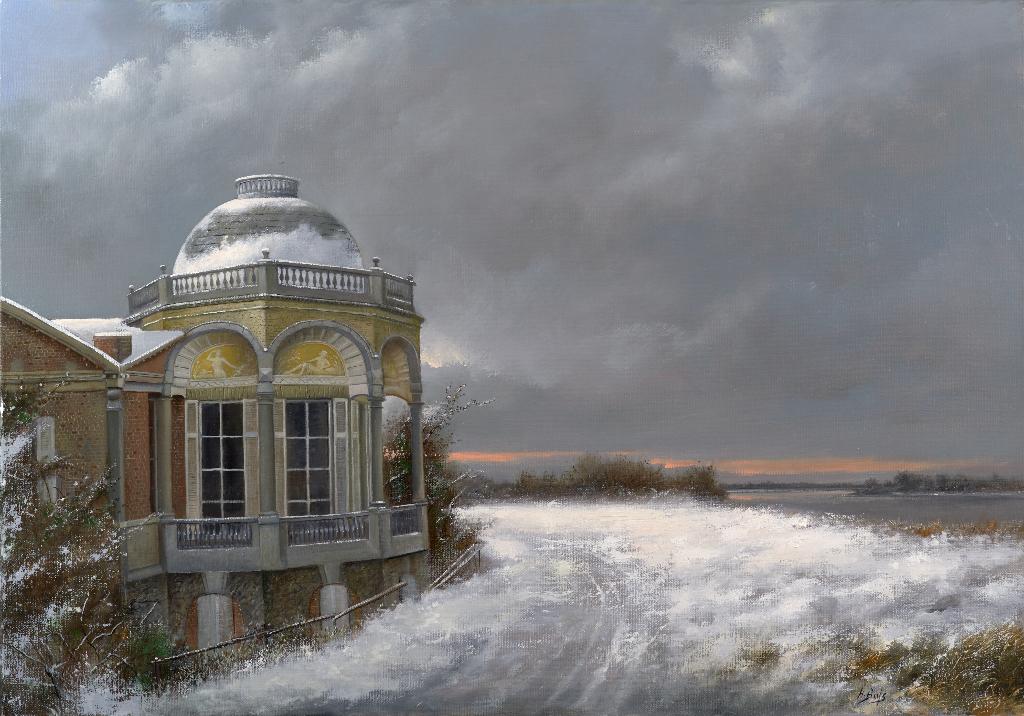 Schilderij Hilaire Bals - Hingene in de sneeuw, Ophalen