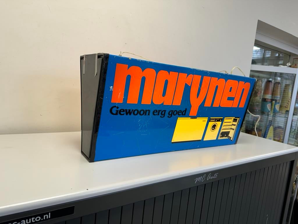 Caisson lumineux publicitaire pour produits blancs MARYNEN, Enlèvement ou Envoi, Utilisé, Table lumineuse ou lampe (néon)