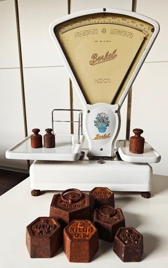 Mooie Berkel weegschaal inclusief set gewichten, Antiek en Kunst, Ophalen