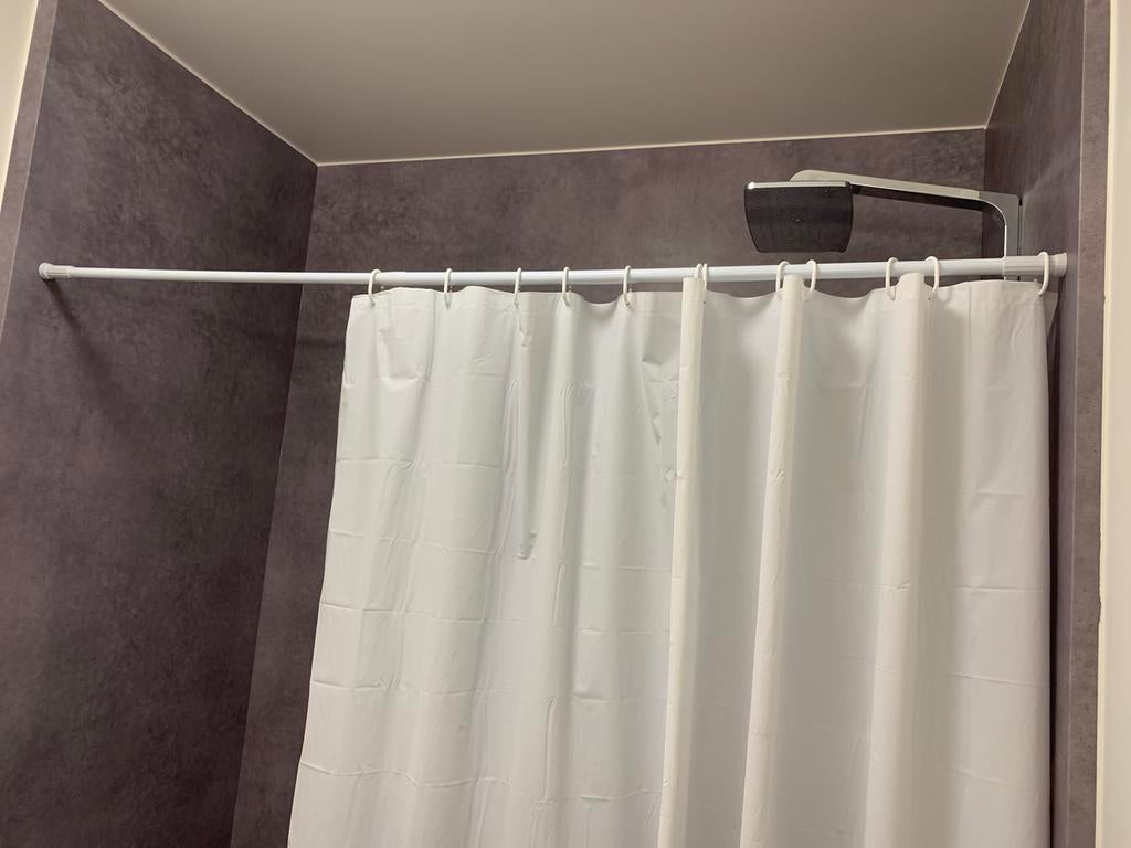 Douchegordijn met douchegordijnstang, Ophalen, Zo goed als nieuw, Wit, Overige typen