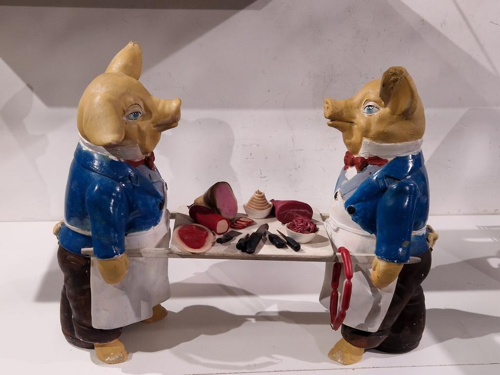 Slager winkel display , varkens als beenhouwer of kok met, Antiek en Kunst, Antiek | Kantoor en Zakelijk, Ophalen of Verzenden