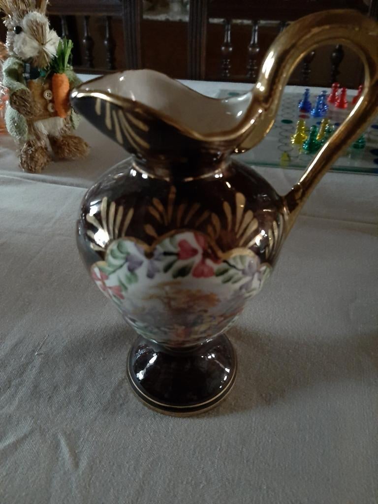 H.Bequet Quaregnon vaasje hand beschilderd, 20cm, Enlèvement ou Envoi