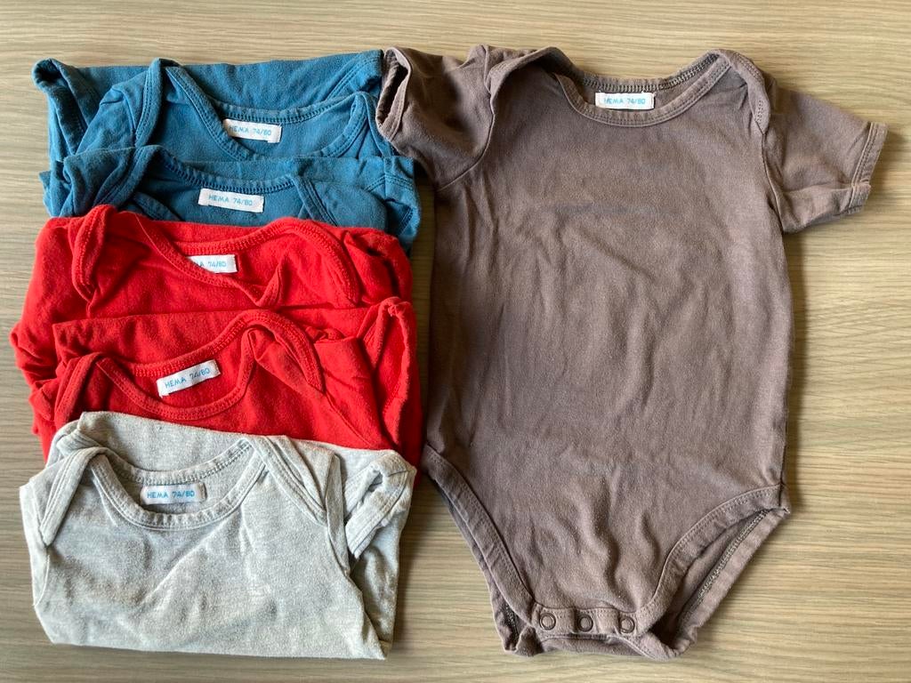 Babybody’s - korte mouwen - maat 74/80 - Hema, Kinderen en Baby's, Babykleding | Maat 74, Nacht- of Onderkleding, Gebruikt, Jongetje of Meisje