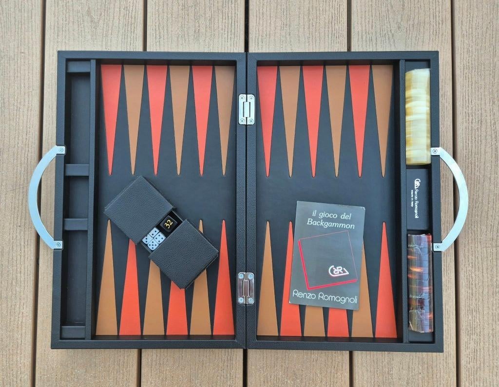 Renzo Romagnoli backgammon en cuir, Ophalen of Verzenden