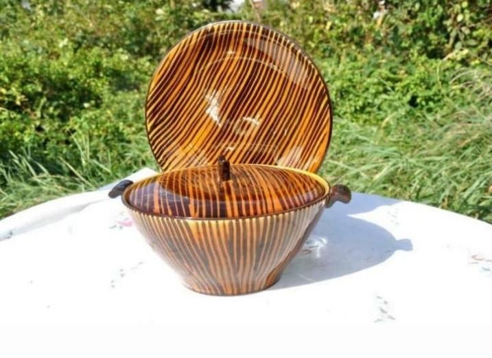 D ensemble soupiere et plat sarreguemines decor domino, Enlèvement ou Envoi