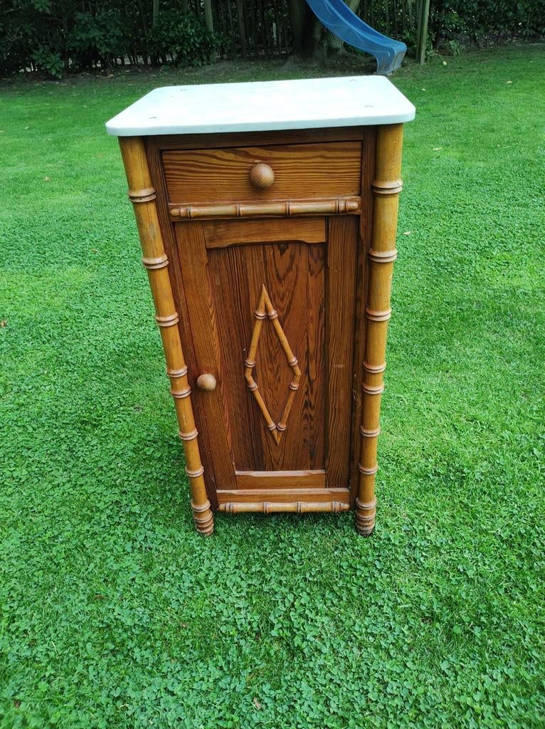 Antiek nachtkastje met marmeren blad, Ophalen of Verzenden, Zo goed als nieuw