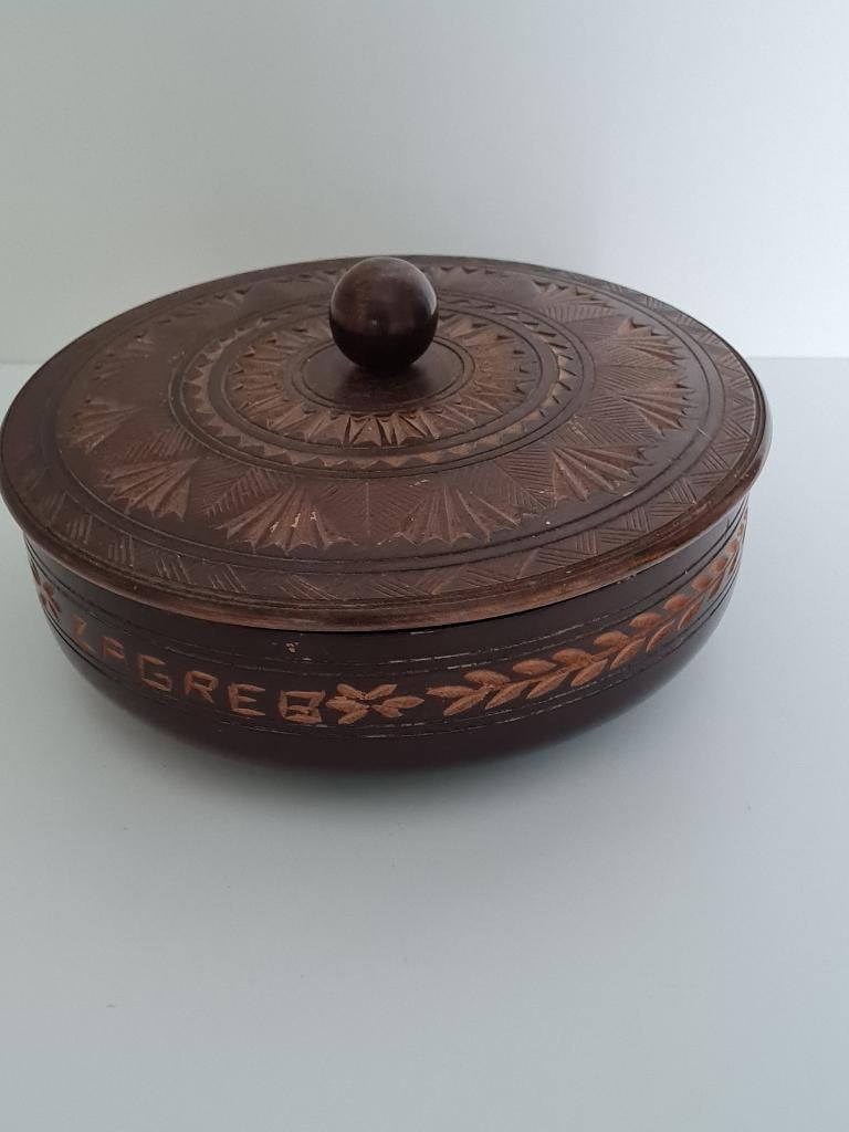 mooi houten rond kistje/juwelenkistje/ snuisterijdoosje, Ophalen of Verzenden