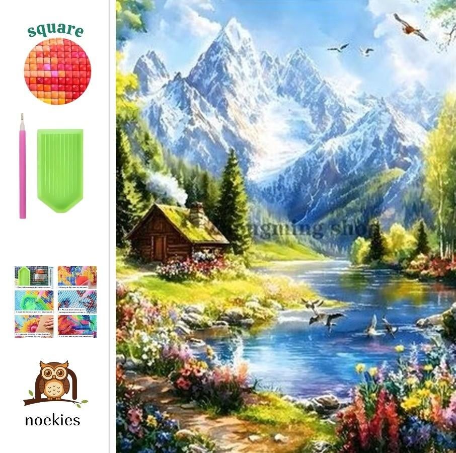 Peinture au diamant n 25 Paysage de montagnes 50x40cm (carr, Hobby & Loisirs créatifs, Bricolage, Neuf, Diamond painting, Éducatif