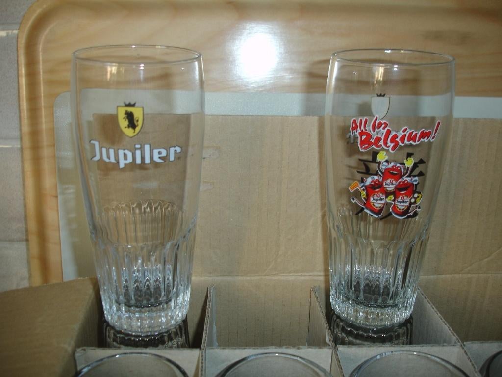 Bierglas Jupiler, 0,33l., geel embleem en All For Belgium, Ophalen of Verzenden, Nieuw, Glas of Glazen, Jupiler