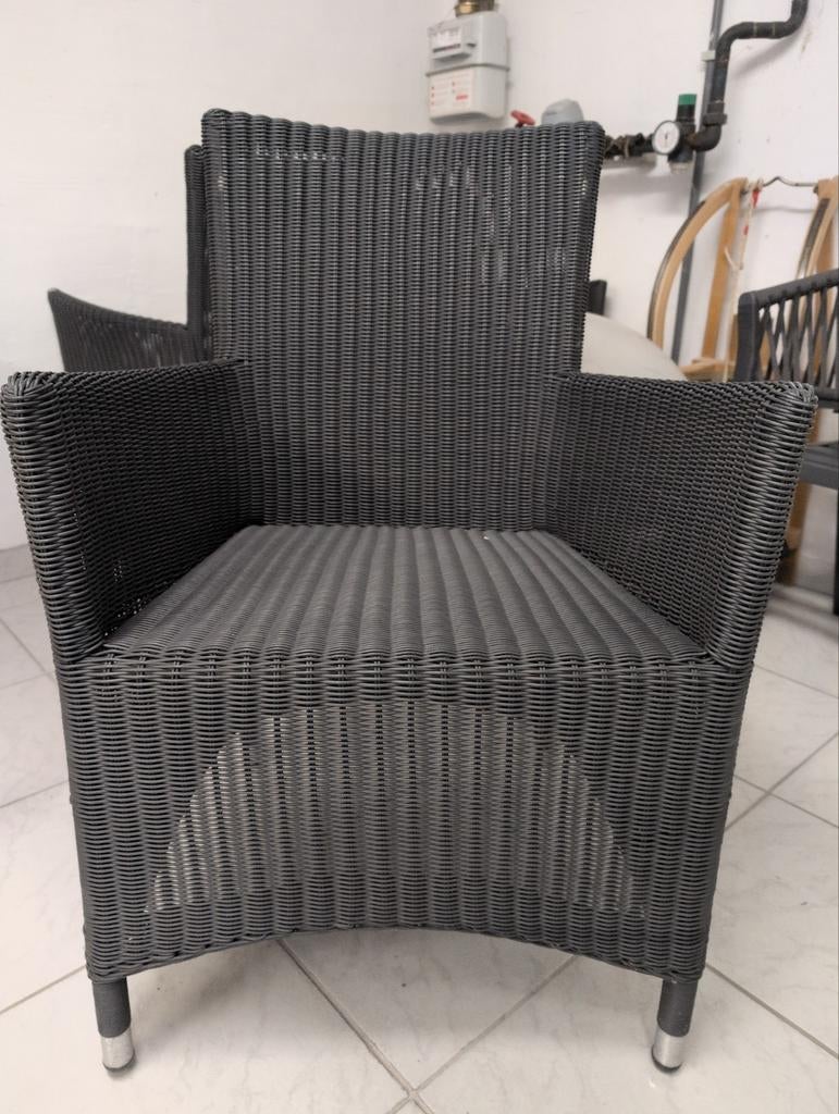Fauteuil (3 pièces) de Jardin en osier tressé synthétique., Maison & Meubles, Enlèvement, Synthétique