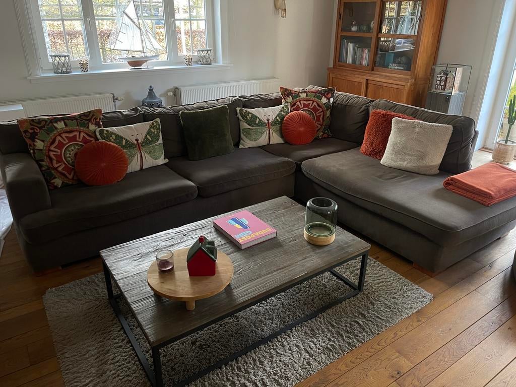 Bruingrijze zetel gratis!, Huis en Inrichting, Ophalen, Gebruikt, Stof, Landelijk