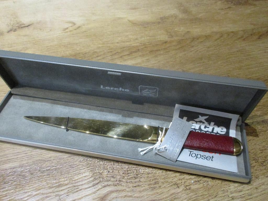 BRIEFOPENER OUVRE-LETTRE VERGULD DORE 22K LERCHE SOLINGEN, Antiek en Kunst, Ophalen of Verzenden