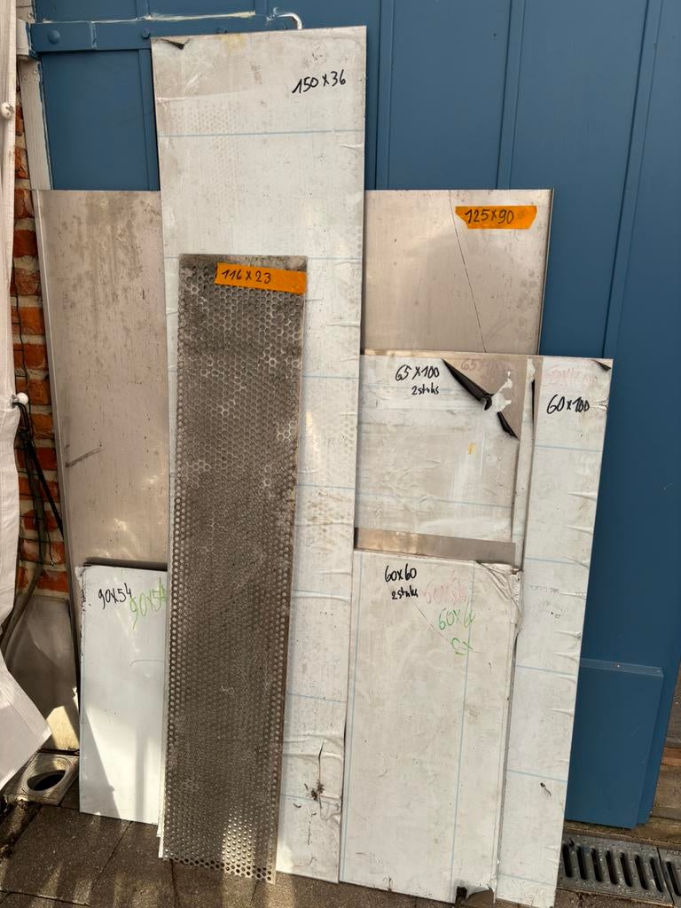 9 platen 18/8 inox verschillende maten, Ophalen, Zo goed als nieuw, Inox