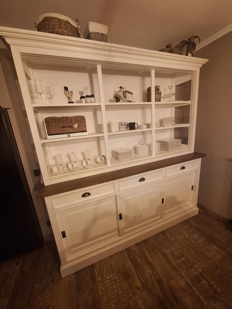 landelijk vitrinekast, Ophalen, Gebruikt, Met deur(en), 200 cm of meer