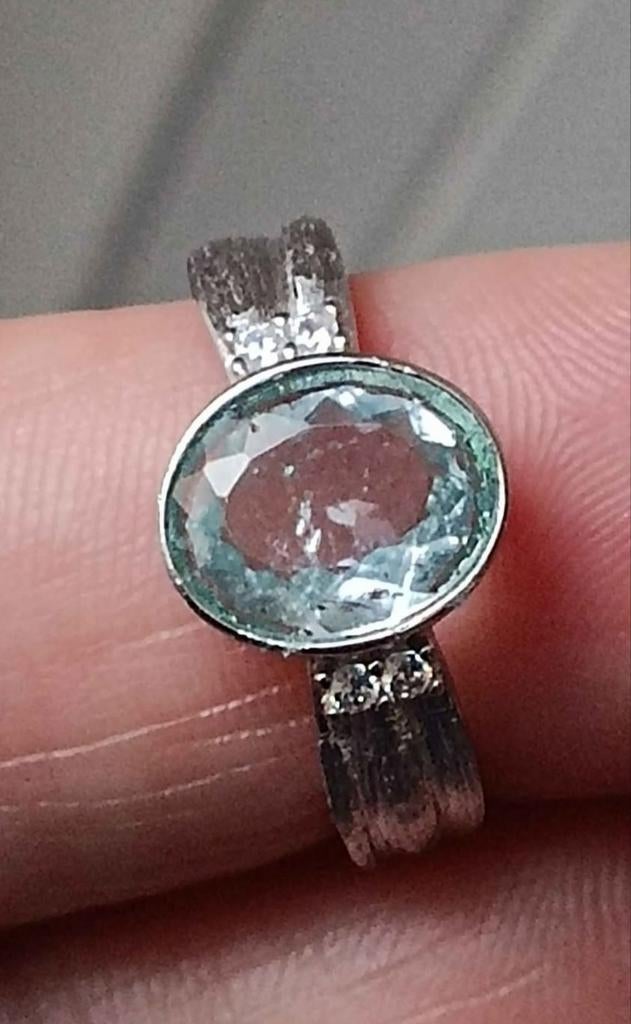 Bague en argent massif 925 avec aigue marine de Brésil, Bijoux, Sacs & Beauté, Neuf, Enlèvement, Avec pierre précieuse, Argent