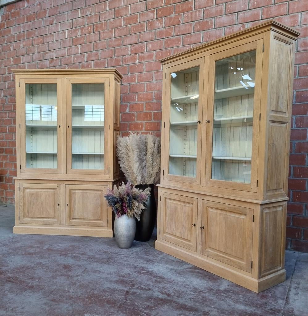 2x eiken buffetkast/vitrinekast art:94/26, Huis en Inrichting, Kasten | Buffetkasten, Ophalen, 200 cm of meer, Eikenhout, Belgie