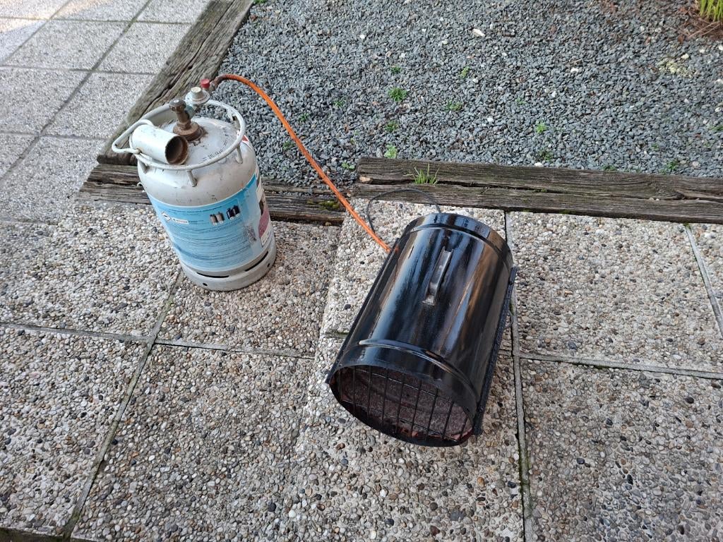 Warmeluchtblazer op propaangas 15Kw Incl Antargas gasfles, Huis en Inrichting, Kachels, Ophalen, Zo goed als nieuw, Gas