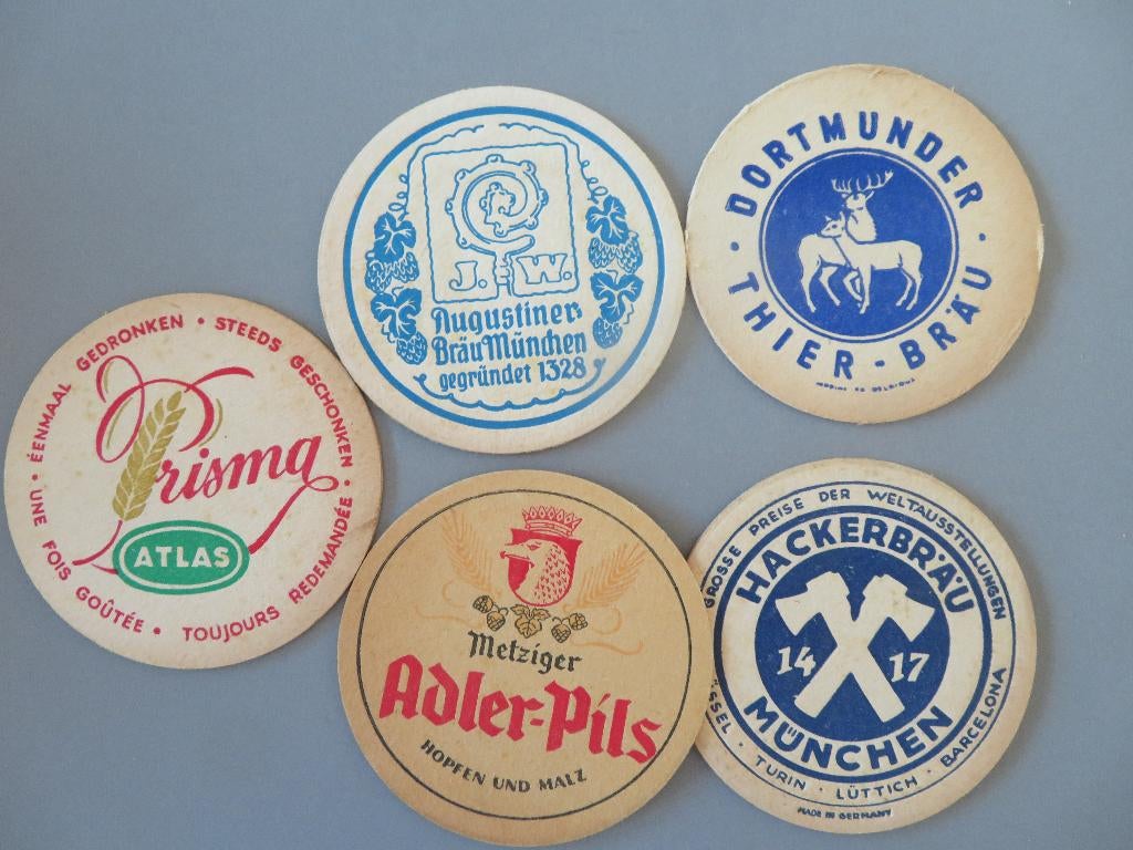 5 oude bierviltjes vooral Duits, Ophalen of Verzenden, Zo goed als nieuw, Viltje(s), Overige merken