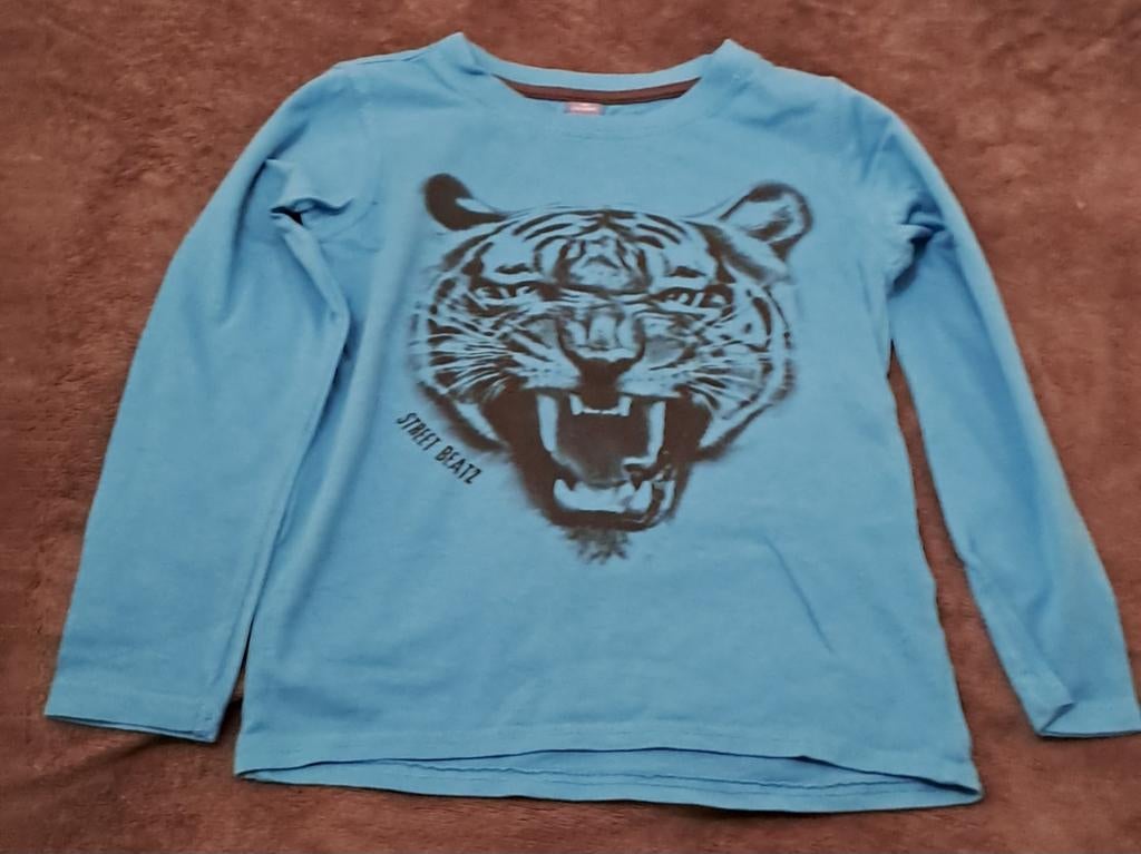 ● T-shirt met tijger en lange mouwen ( maat 110-116, Ophalen of Verzenden, Zo goed als nieuw, Dopodopo, Shirt of Longsleeve
