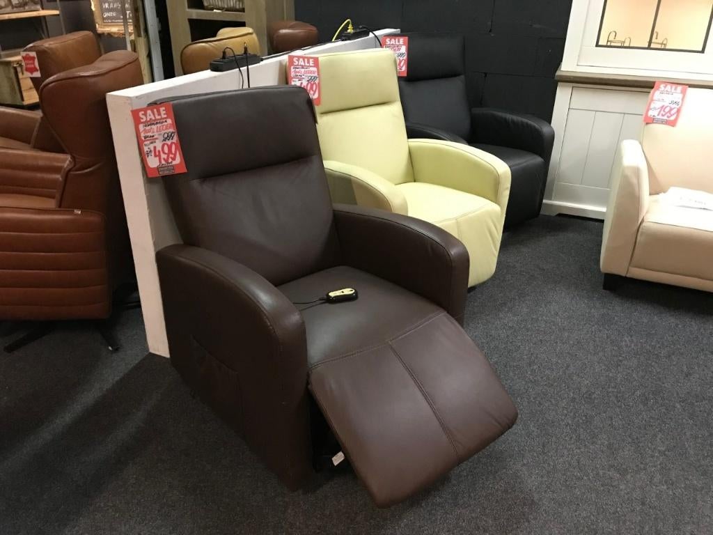 TOPAANBIEDING relaxfauteuil NIEUW echt leder met opstaphulp, Ophalen, Nieuw, Leer