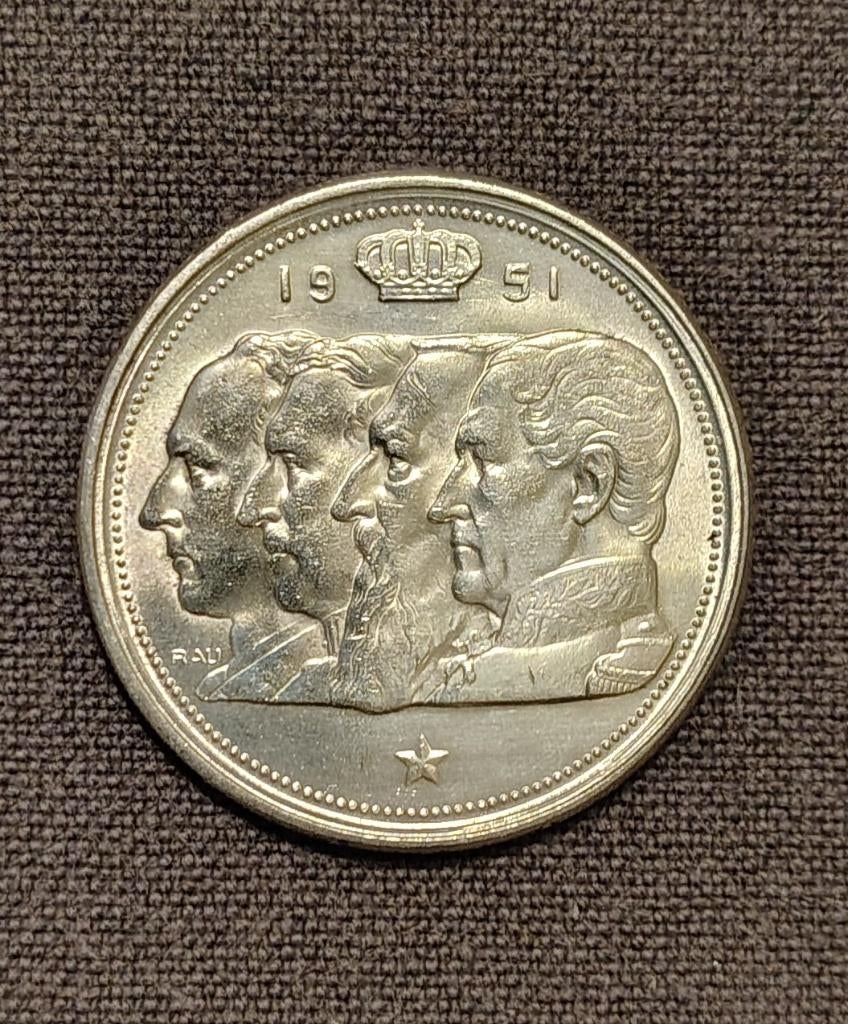 100 francs - 4 rois type dynastie en Néerlandais 1951, Timbres & Monnaies, Enlèvement ou Envoi, Argent, Argent