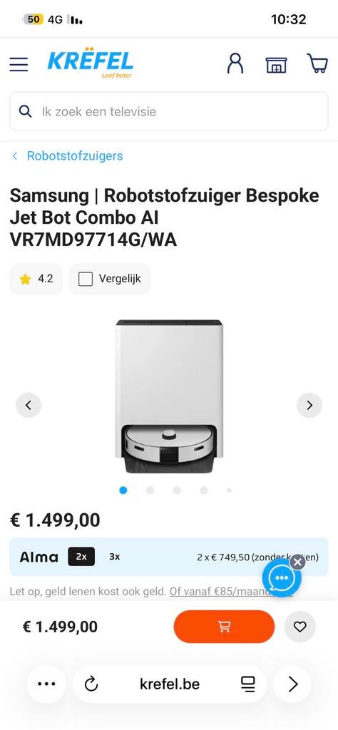 Robot samsung jet bot gekocht op 08/01/2026 2 keer gebrukt, Ophalen, Zo goed als nieuw