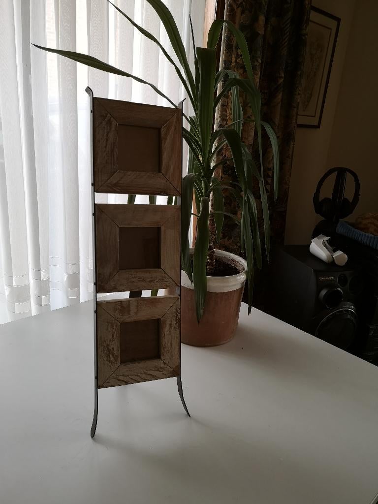 Houten fotokader op metalen frame 3 – luik, Ophalen of Verzenden