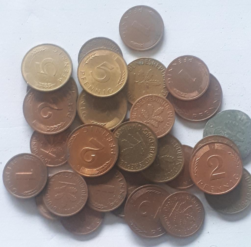 30 x ALLEMAGNE : Lot 1- 2 et 5 PFENNIG 1950 95 KM 105-107, Envoi, Allemagne, Série