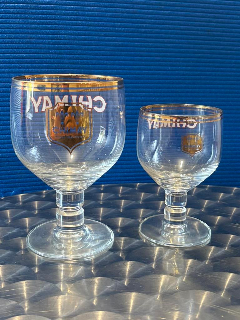 Chimay glazen met dubbele rand, Verzamelen, Glas en Drinkglazen, Nieuw, Bierglas, Ophalen of Verzenden
