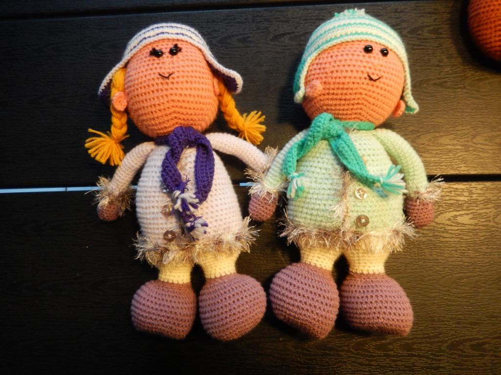 Gehaakte poppen( broer en zus) ca 34cm, Ophalen, Zo goed als nieuw