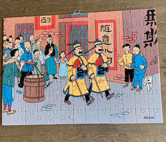 Kuifje puzzel Gelegde en gekleefde puzzel Jansen &Janssen, Ophalen of Verzenden, Kuifje, Gebruikt, Beeldje of Figuurtje