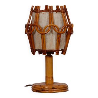 Lampe de chevet bambou Louis Sognot 50's-60's, Enlèvement ou Envoi, Comme neuf, Tissus