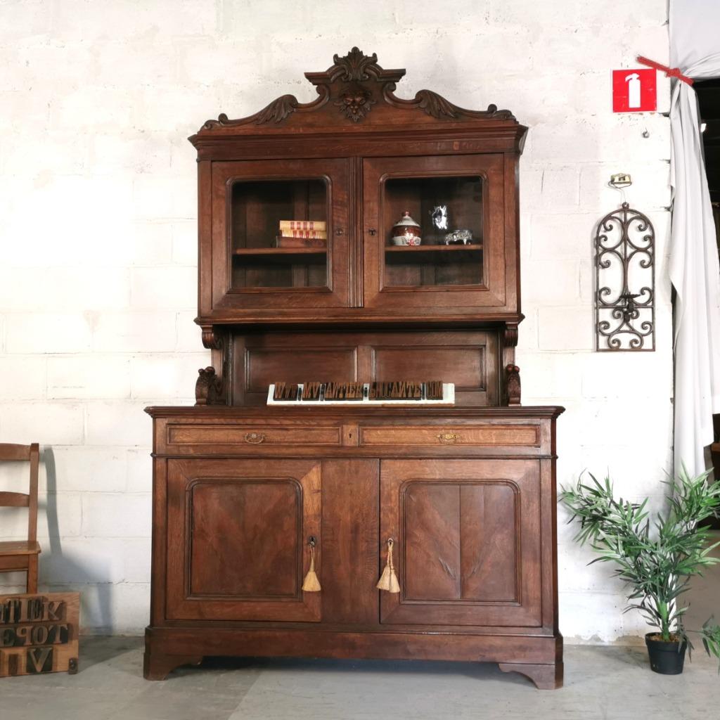 Vitrine ancienne française Louis Philippe en chêne L 161 D62, Antiquités & Art, Enlèvement