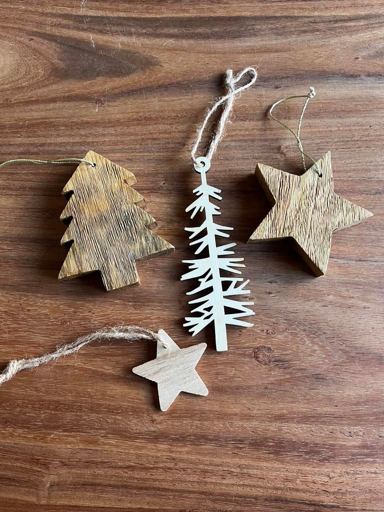 4 kersthangers hout, Ophalen, Zo goed als nieuw