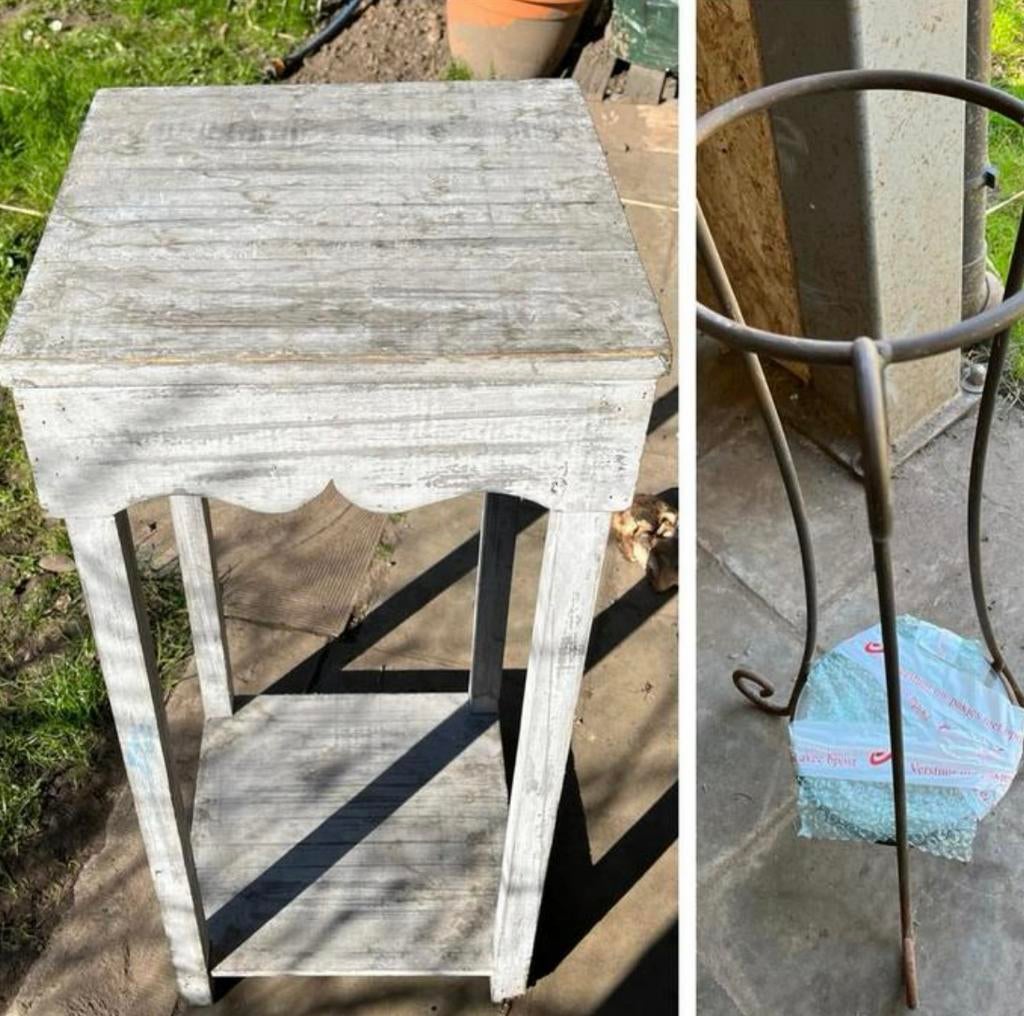 Petites table et pied en fer forgé, Maison & Meubles, Enlèvement, Utilisé