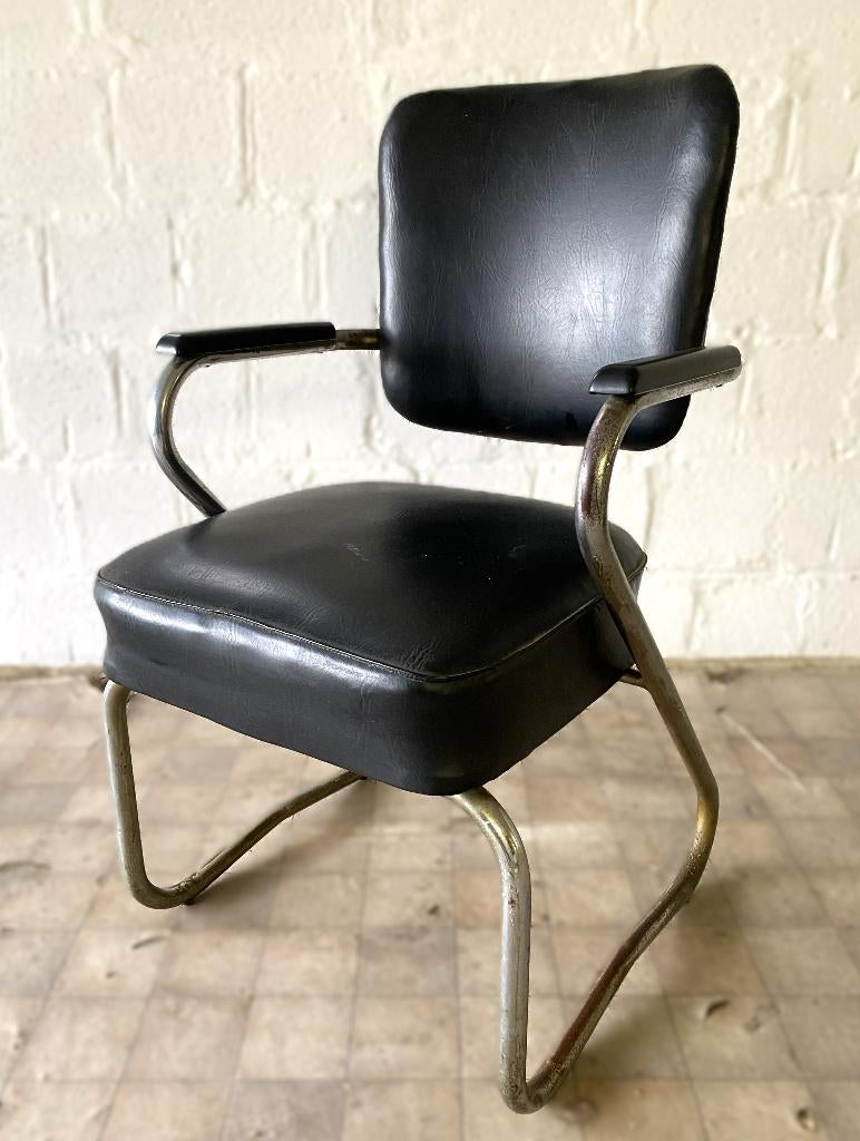 Siège/Fauteuil Fana - (50’s-60’s), Maison & Meubles, Fauteuils, Utilisé, Cuir, Métal, Enlèvement