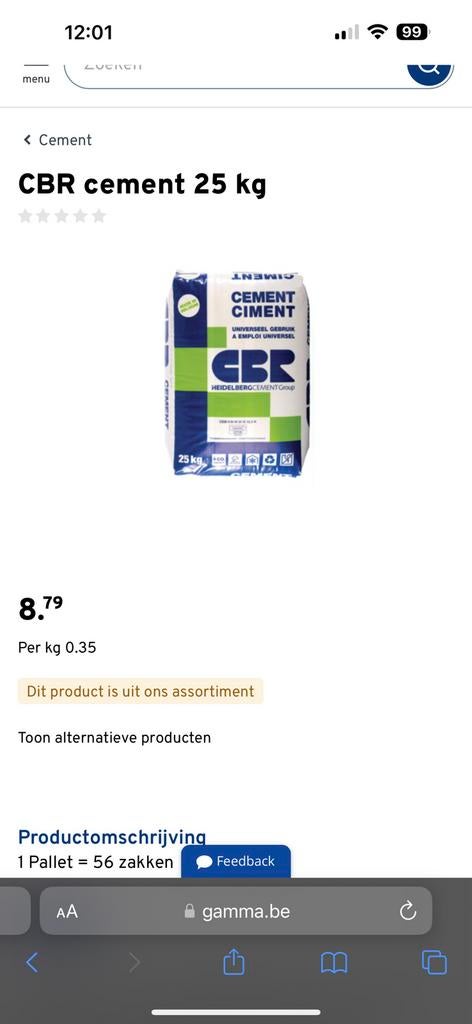 CBR Cement, Enlèvement, Comme neuf