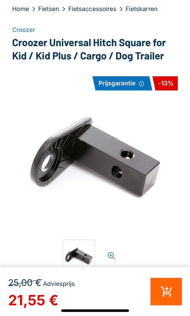 Croozer fietskoppeling, Enlèvement, Comme neuf, Remorque pour enfant, Croozer