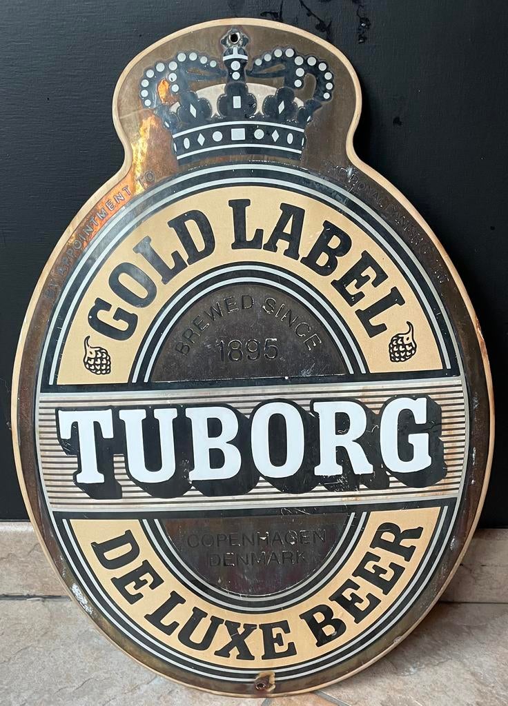 Vintage emaille bord tuborg gold label de luxe beer, Ophalen of Verzenden, Zo goed als nieuw