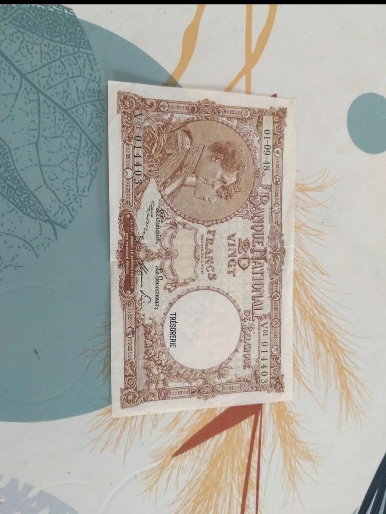 Vingt franc banque nationale de Belgique, Postzegels en Munten, Bankbiljetten | Nederland, Verzenden, Los biljet