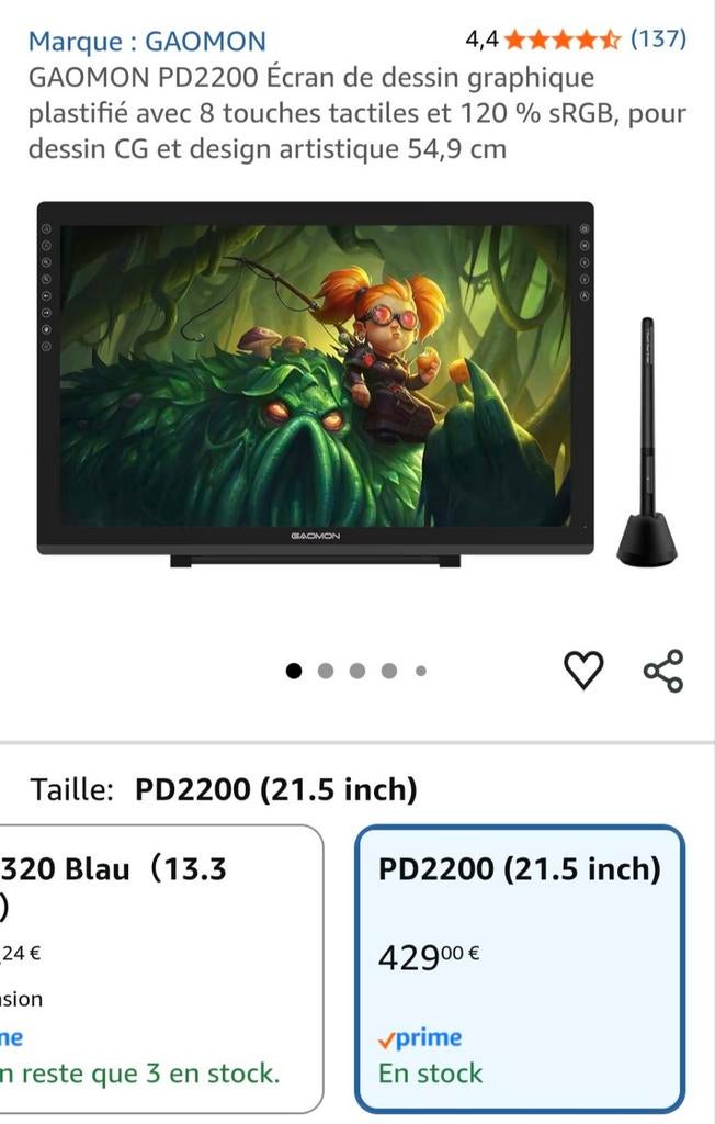 Tablette graphique pro 21.5" - Gaomon PD2200, Computers en Software, Tekentablets, Ophalen