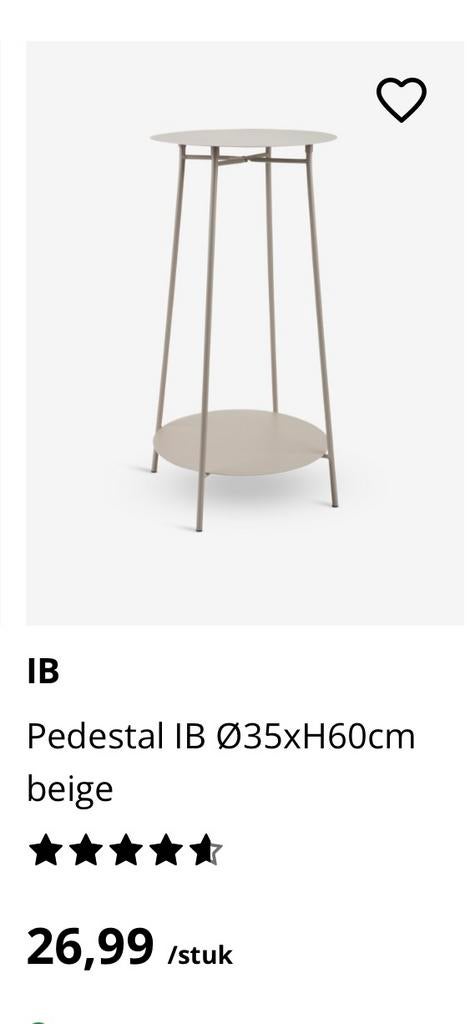 Bijzettafeltje / terrastafel, Neuf, Rond, 45 à 60 cm, Enlèvement