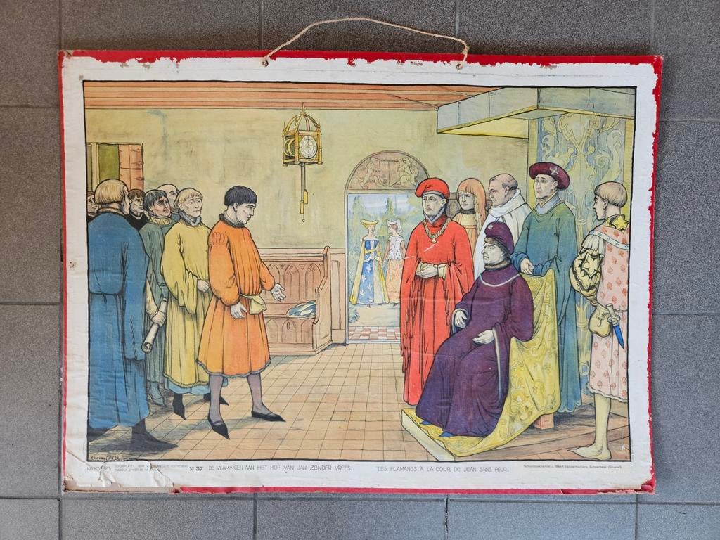 4 schoolplaten jaren 20/30, Antiek en Kunst, Ophalen