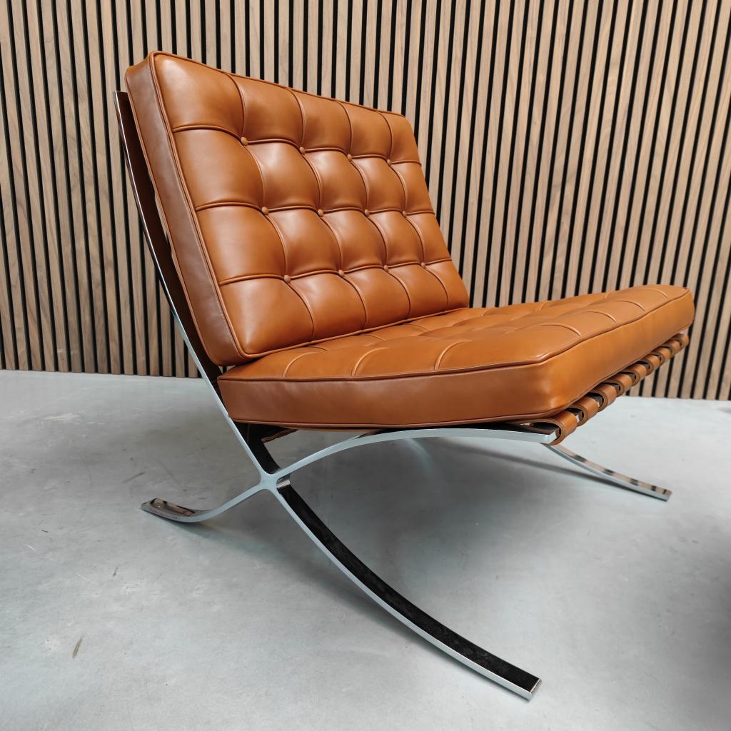 Knoll Barcelona Chair - Venezia Relax Cognac, Antiquités & Art, Antiquités | Meubles | Chaises & Canapés