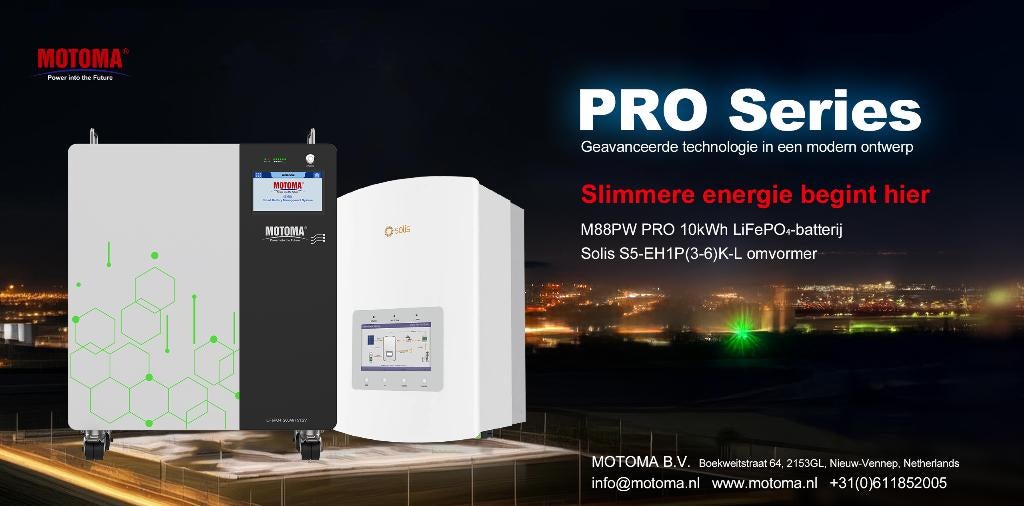 Thuisbatterij set MOTOMA 10kWh +Solis 1‑fase Omvormer 2795,-, Bricolage & Construction, Panneaux solaires & Accessoires, Enlèvement
