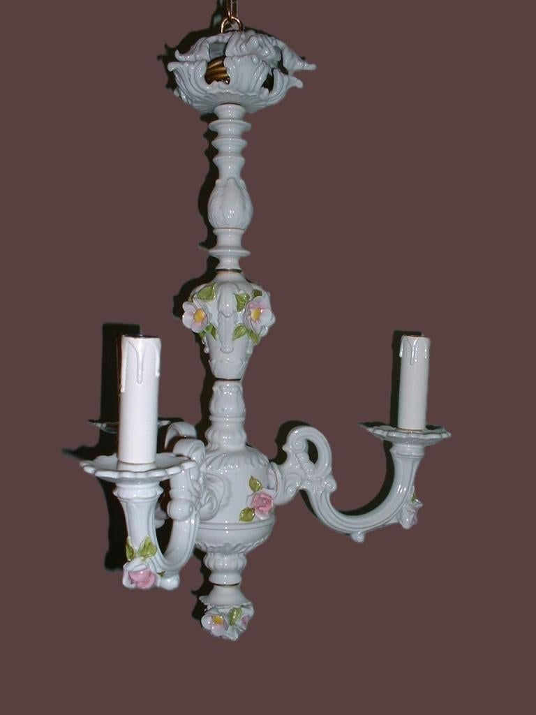 Porseleinen 3 armige luchter, Ophalen, Zo goed als nieuw, Overige materialen, Klassiek