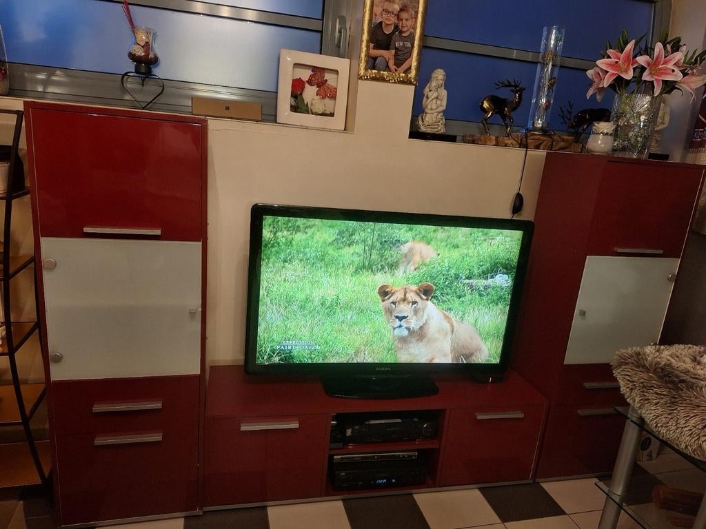 Ensemble meubles lacqué bordeaux pour tv de bonne qualité, Enlèvement, Comme neuf